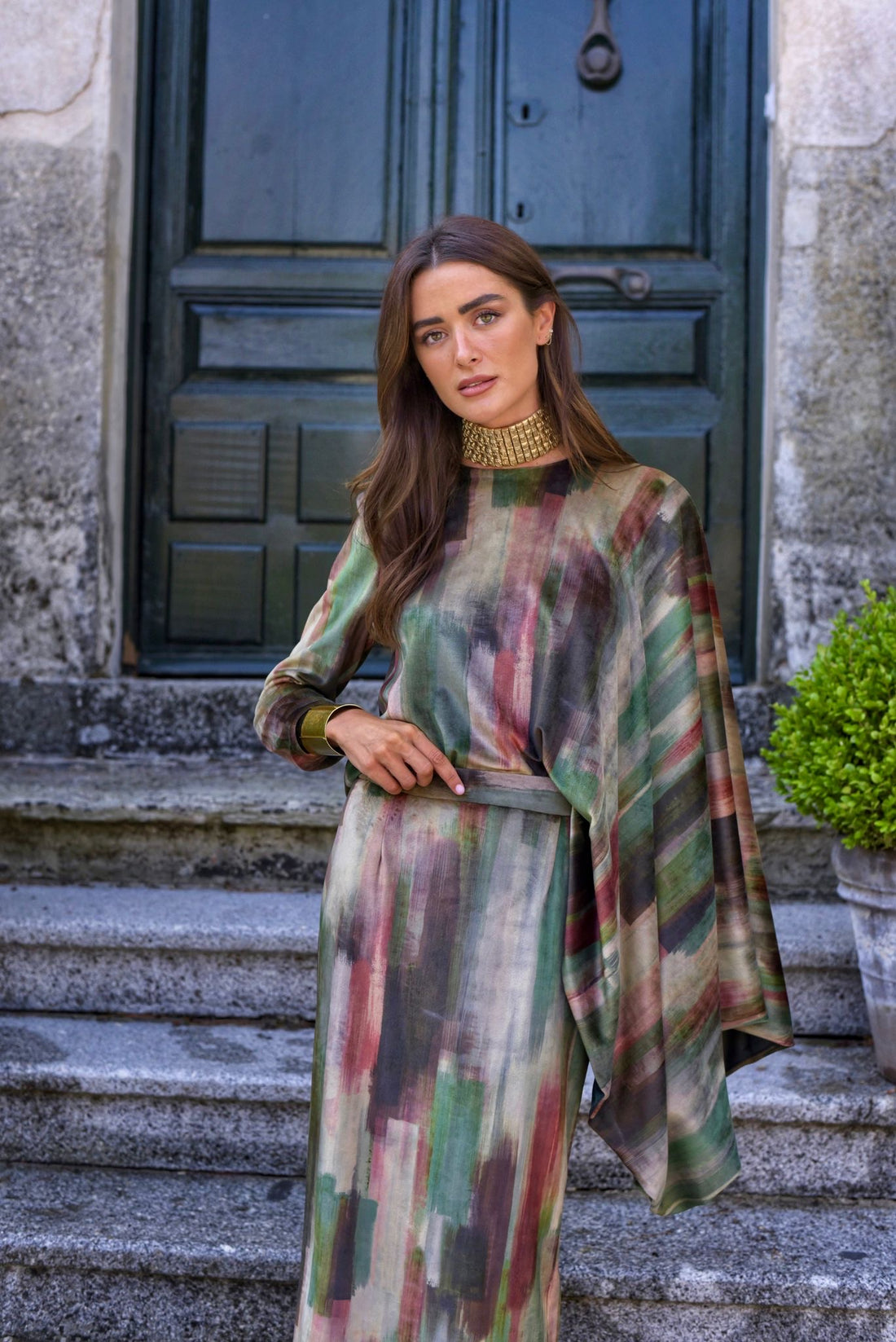 Conjunto Olivo terciopelo