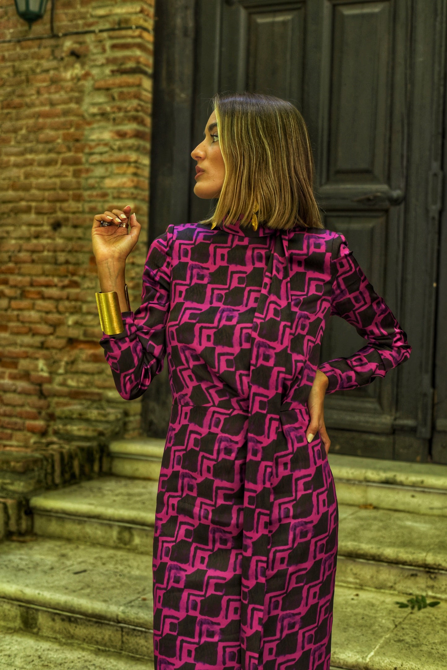 Vestido Estroncio marino/fucsia