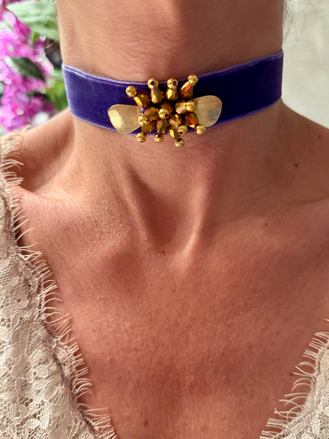 Choker terciopelo morado