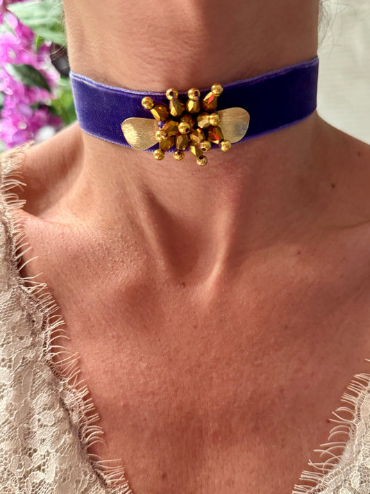 Choker terciopelo morado
