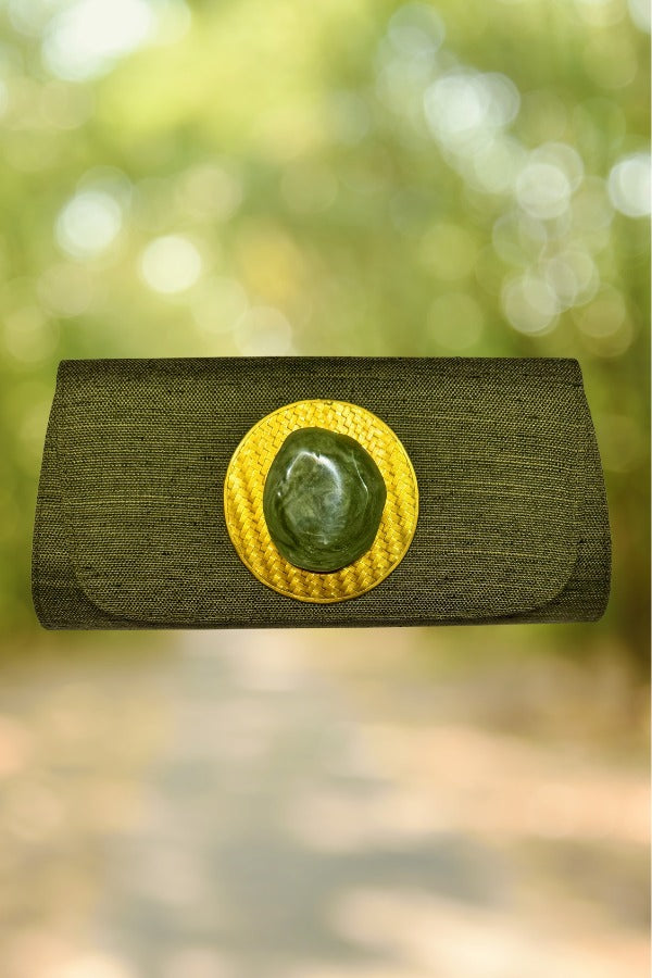 Cartera piedra verde hoja