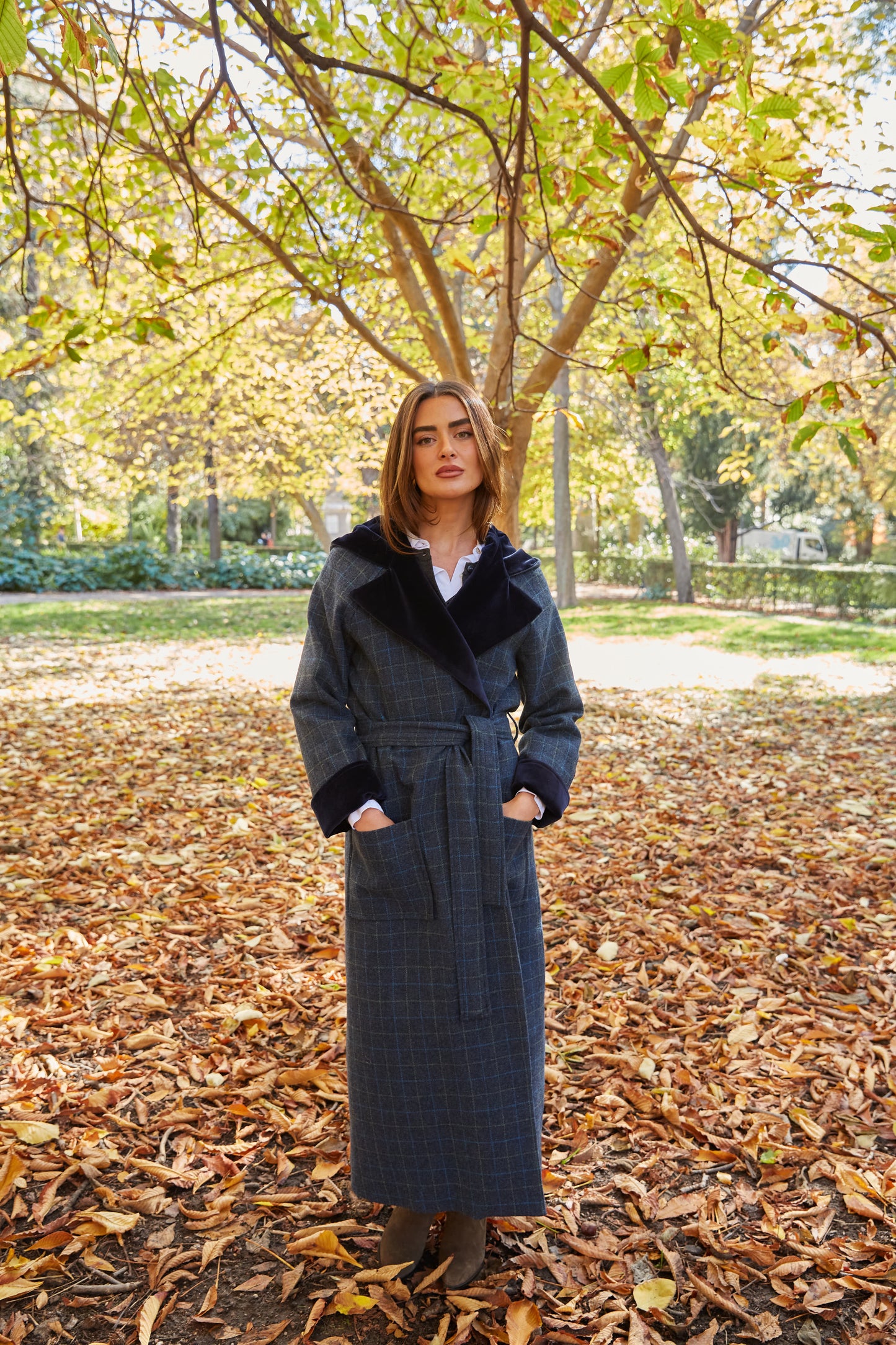 Abrigo Lana capucha azul