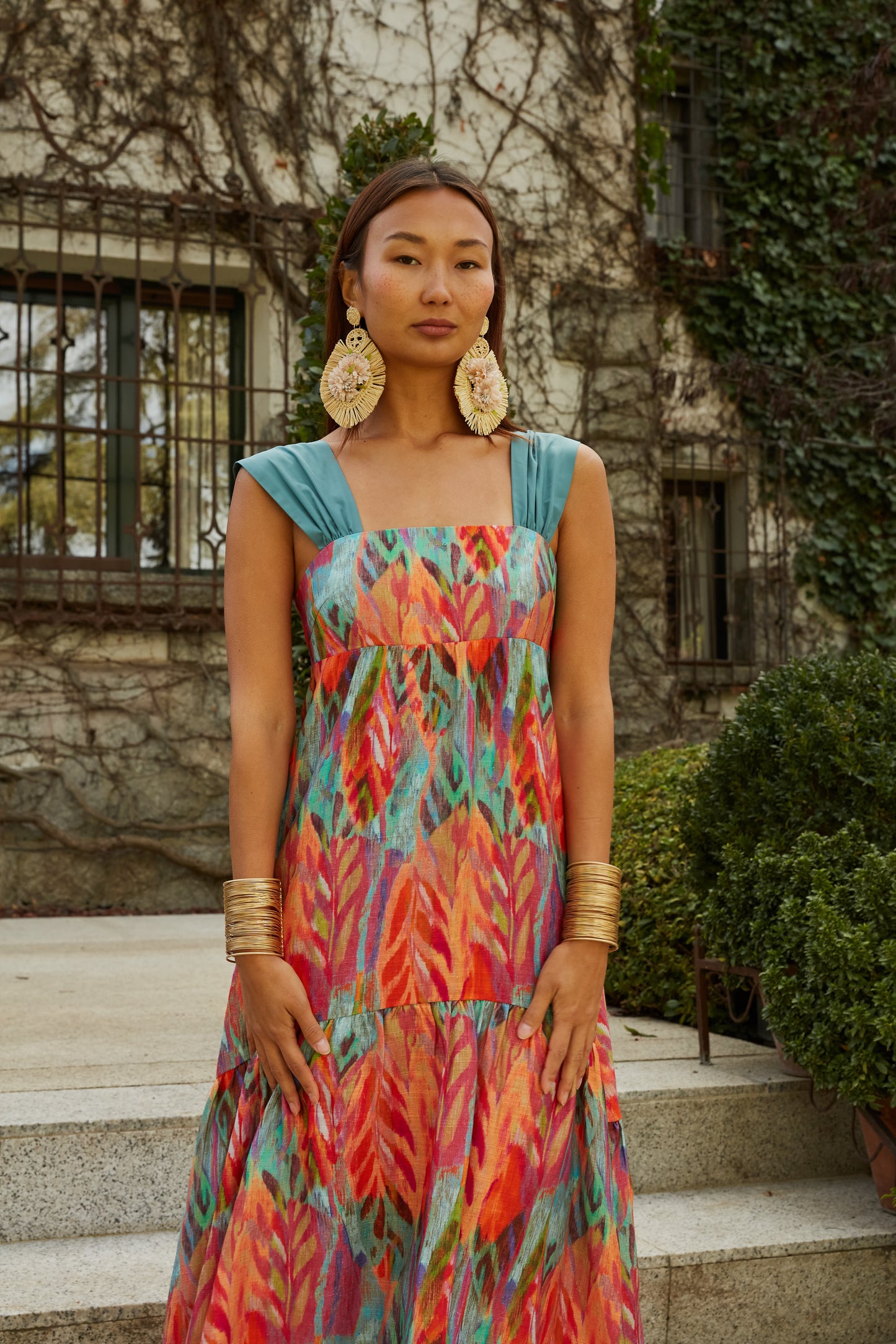 Vestido Cascais hojas verde