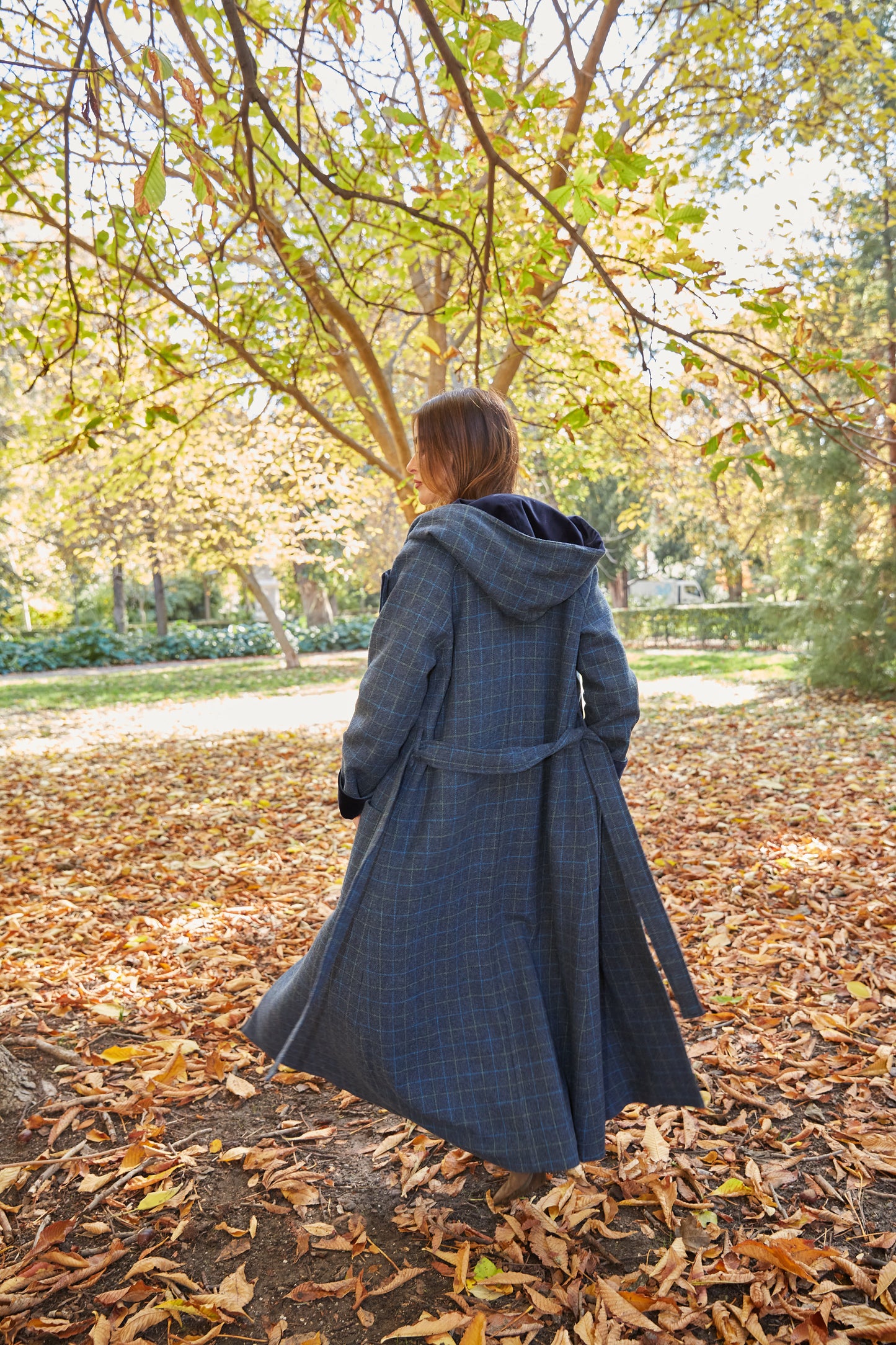 Abrigo Lana capucha azul