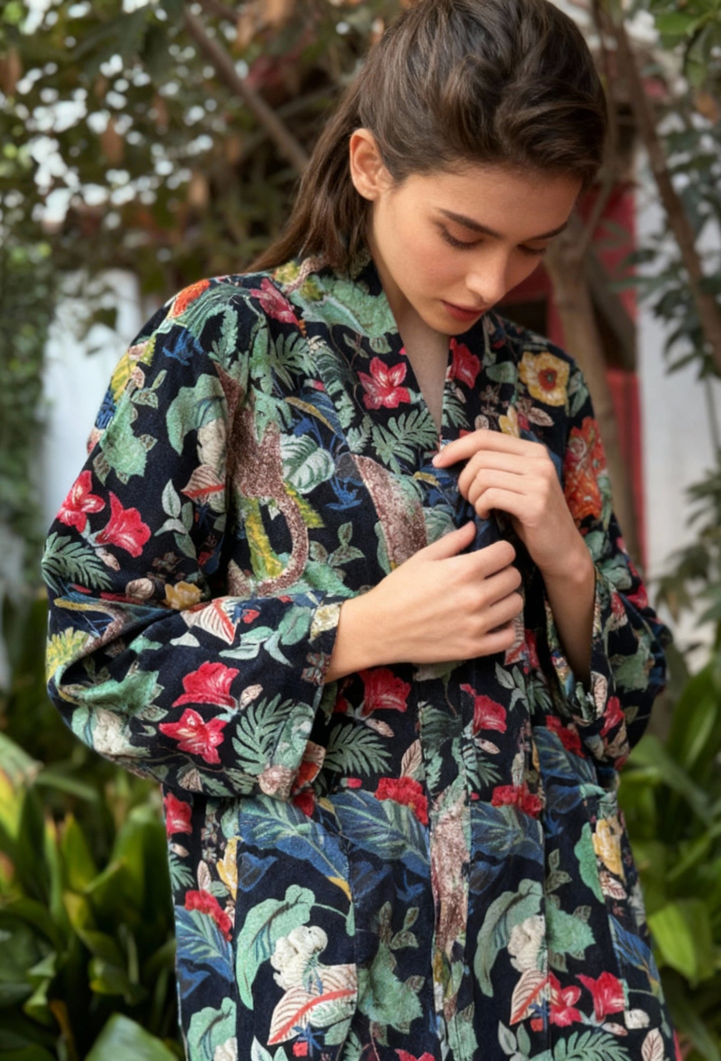 Chaqueta de terciopelo frutas