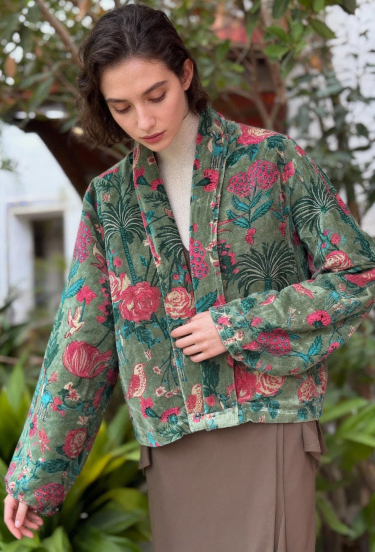 Chaqueta de terciopelo verde