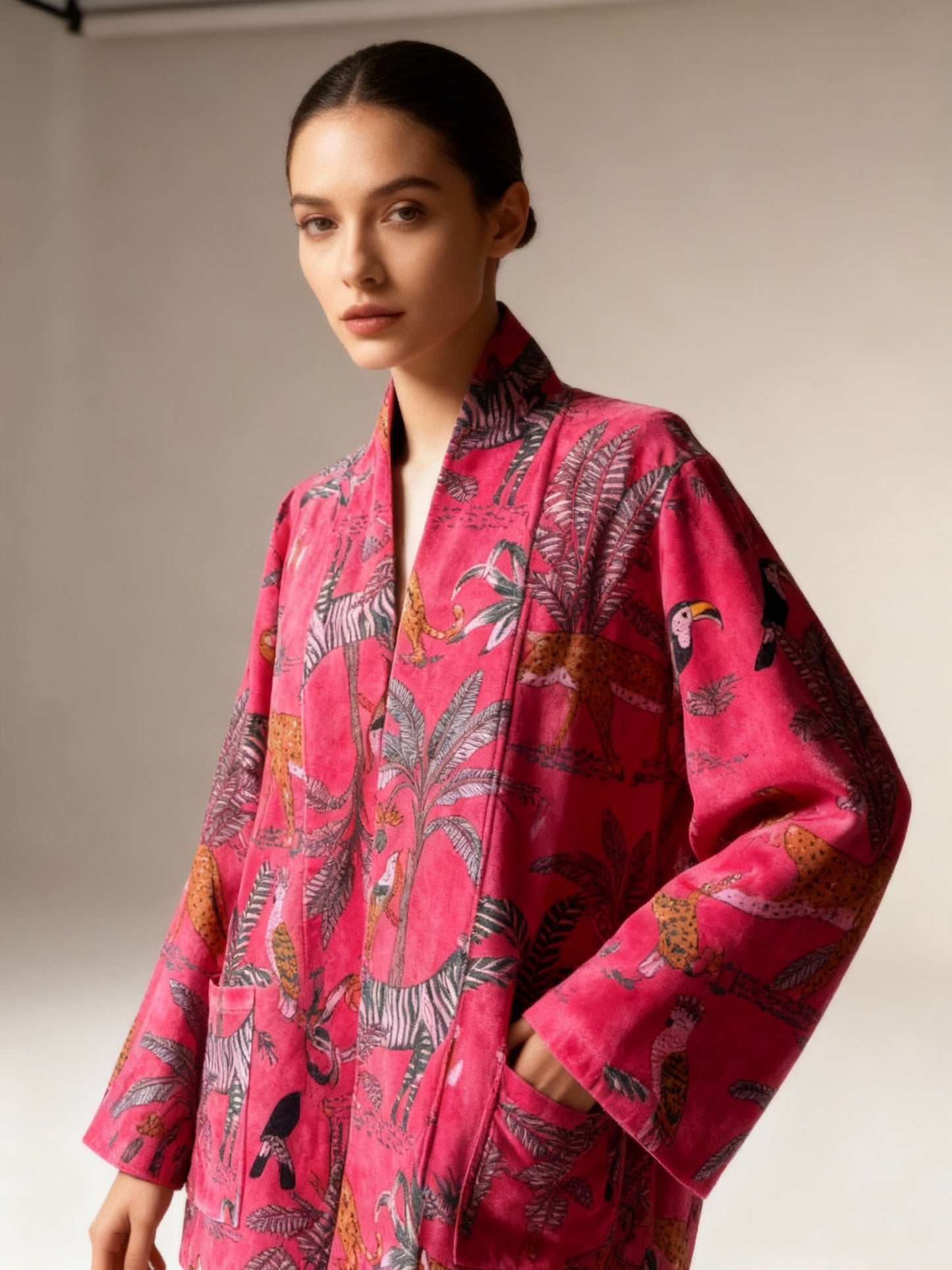 Chaqueta de terciopelo fucsia