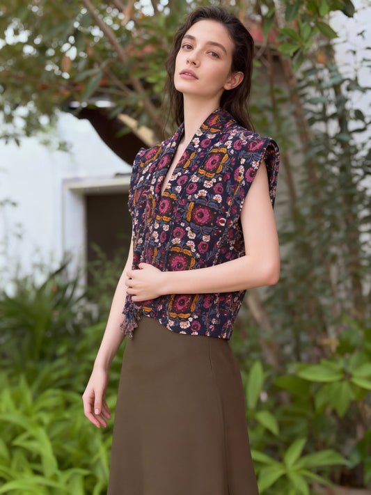 Chaleco de terciopelo azul