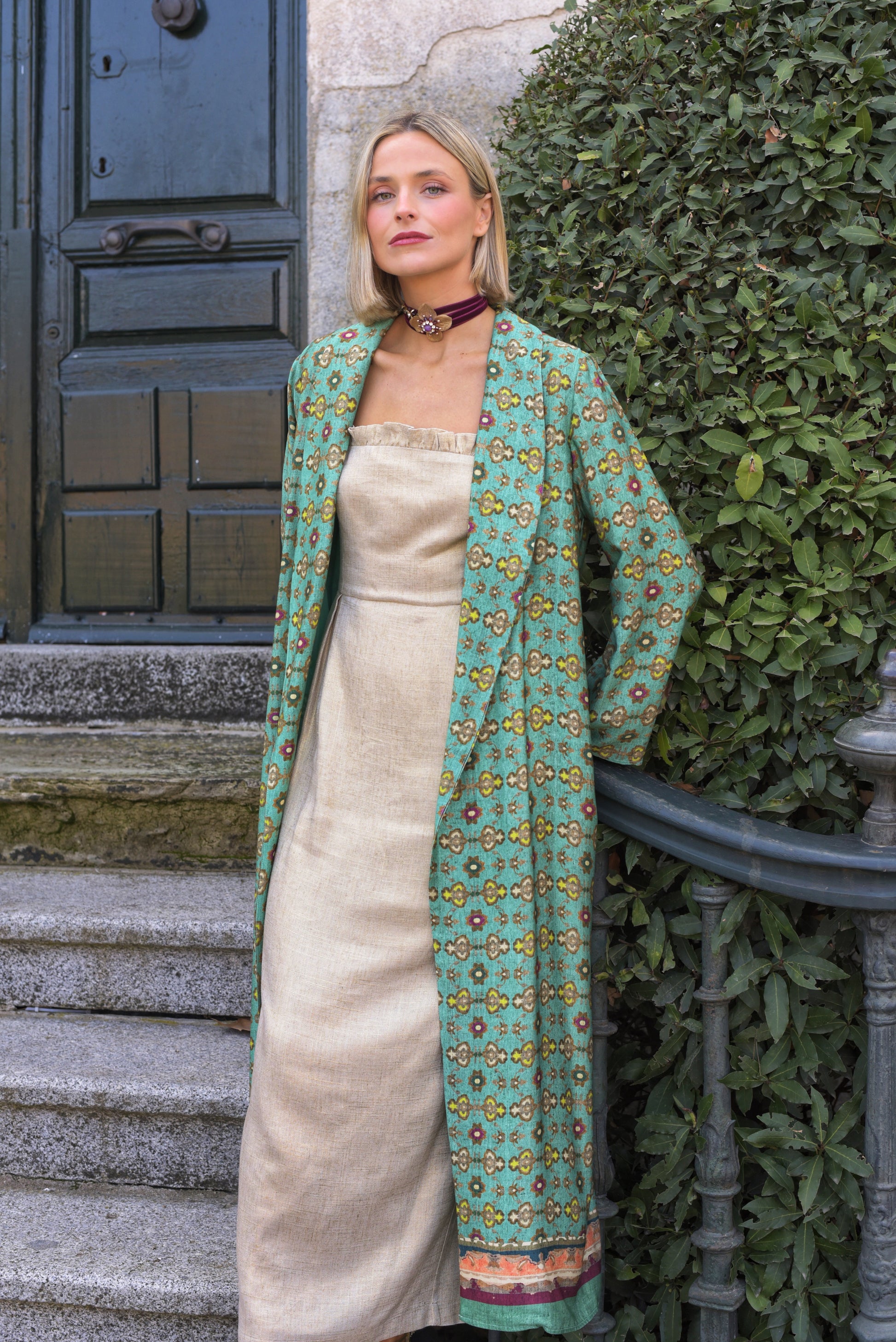 KIMONO PARA BODA MANNIT VERDE AGUA 