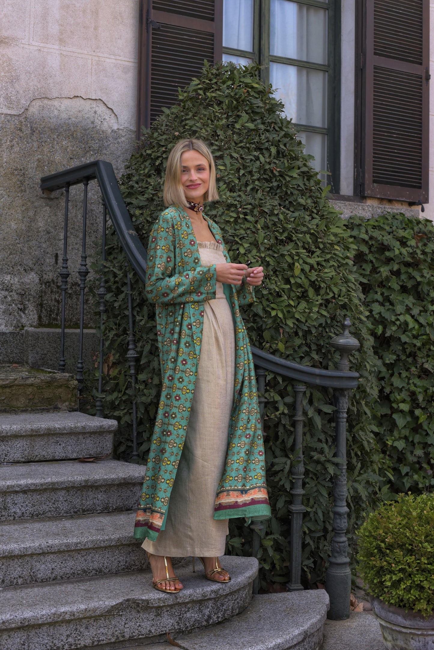 KIMONO PARA BODA MANNIT VERDE AGUA 