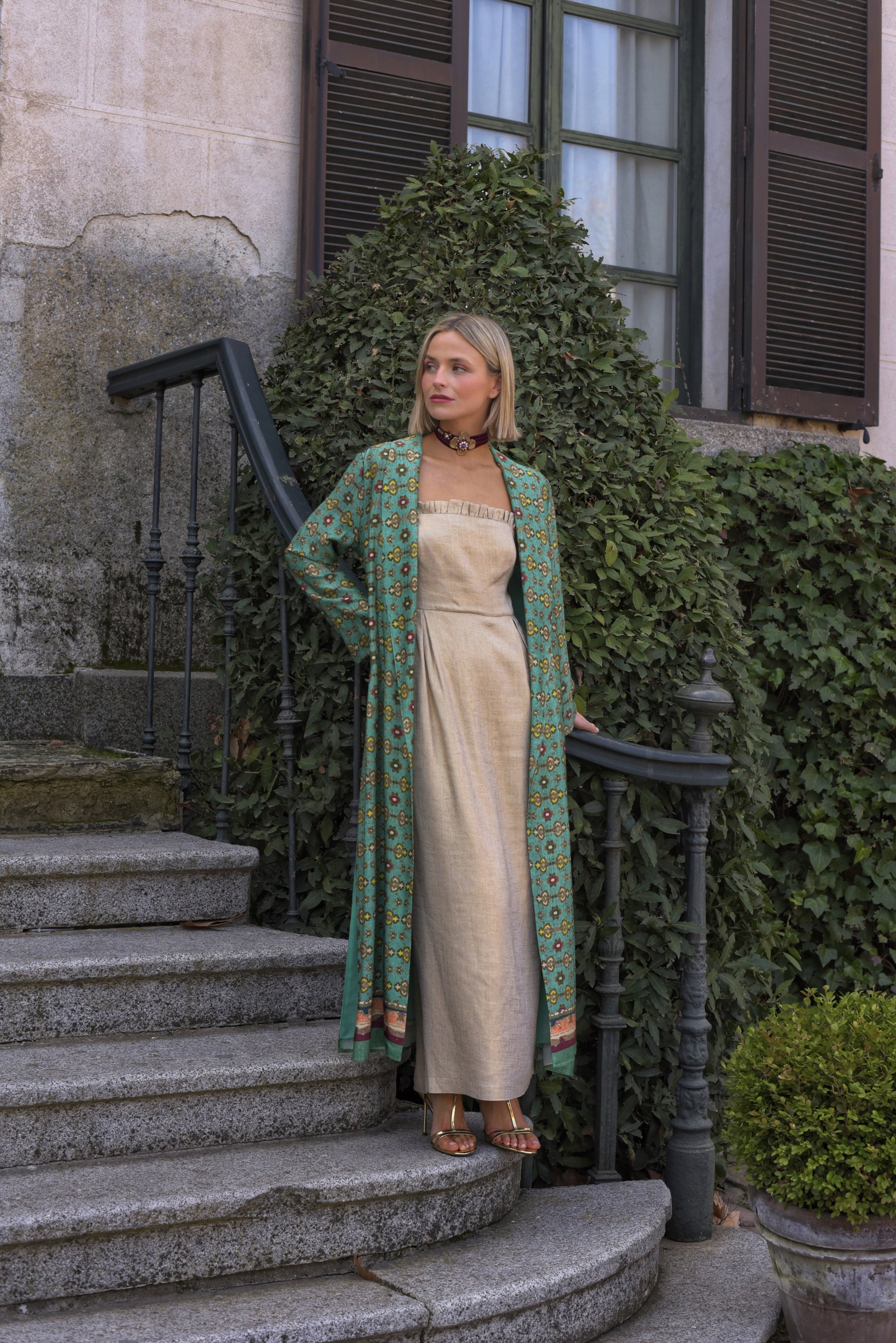 KIMONO PARA BODA MANNIT VERDE AGUA 