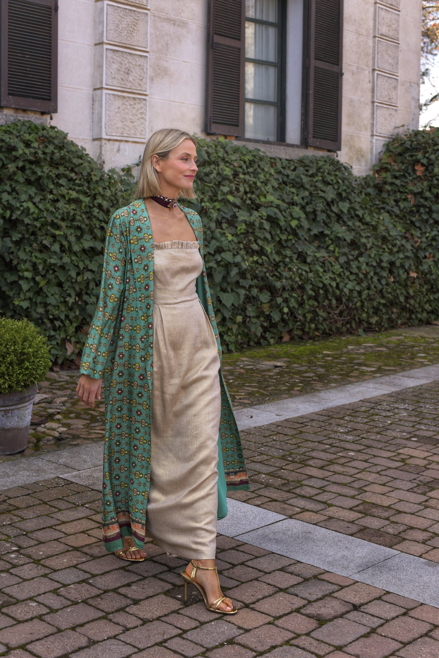 KIMONO PARA BODA MANNIT VERDE AGUA 