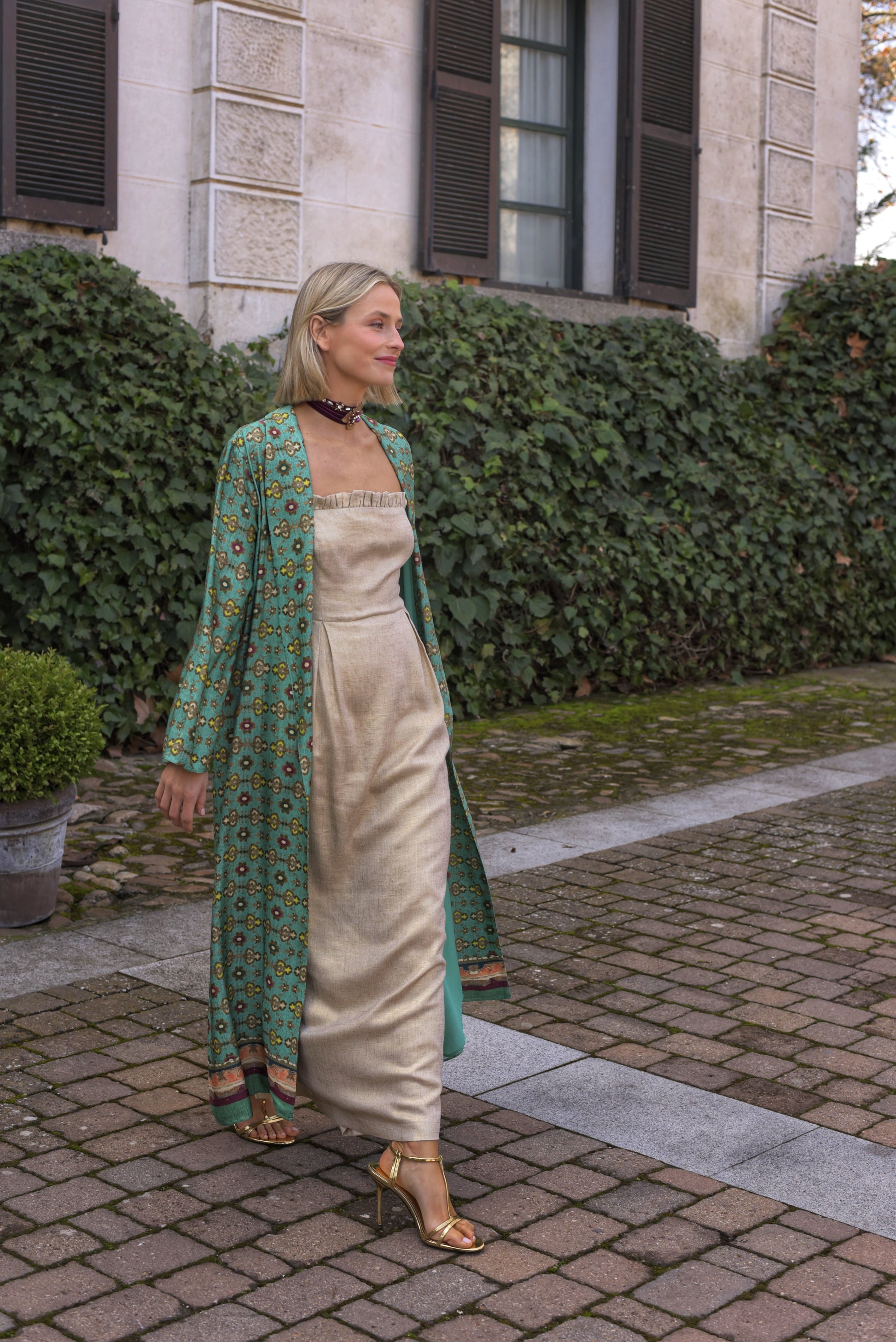 KIMONO PARA BODA MANNIT VERDE AGUA 