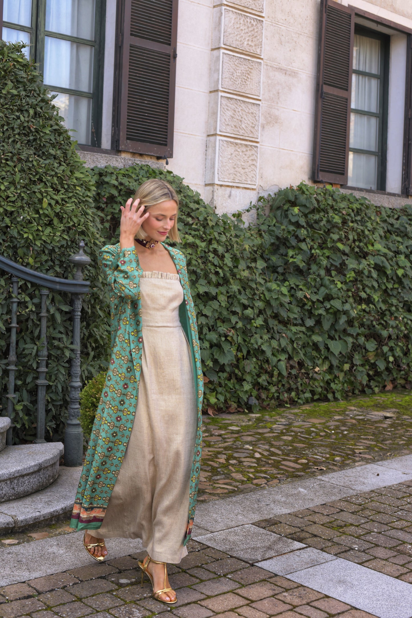 KIMONO PARA BODA MANNIT VERDE AGUA 
