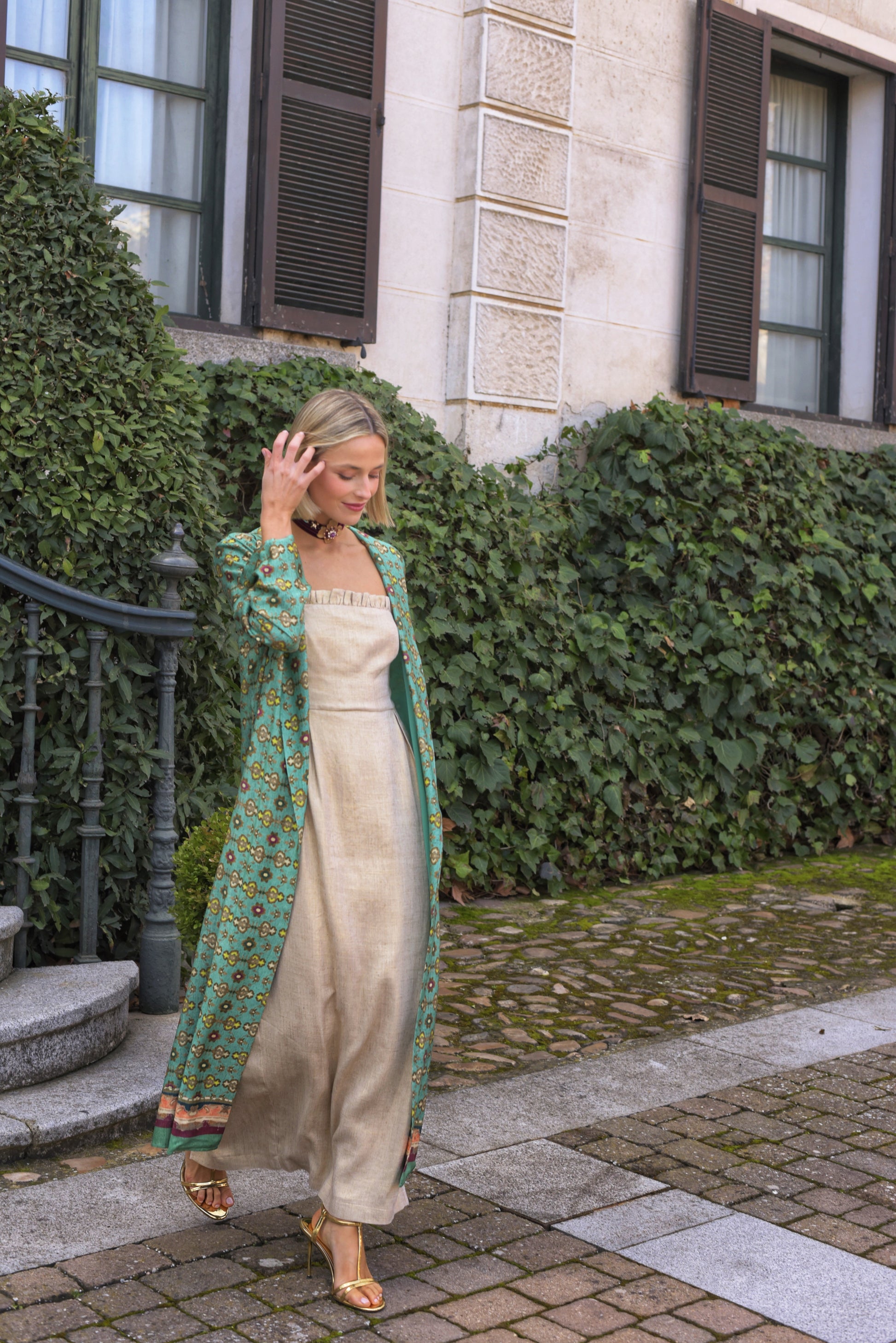 KIMONO PARA BODA MANNIT VERDE AGUA 