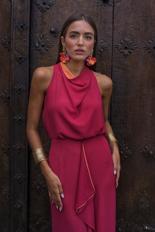 VESTIDO DE FIESTA DE MANNIT COCODRILO FRESA 1