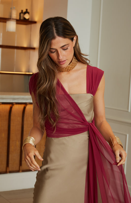 Beige/bougainvillea Squid dress