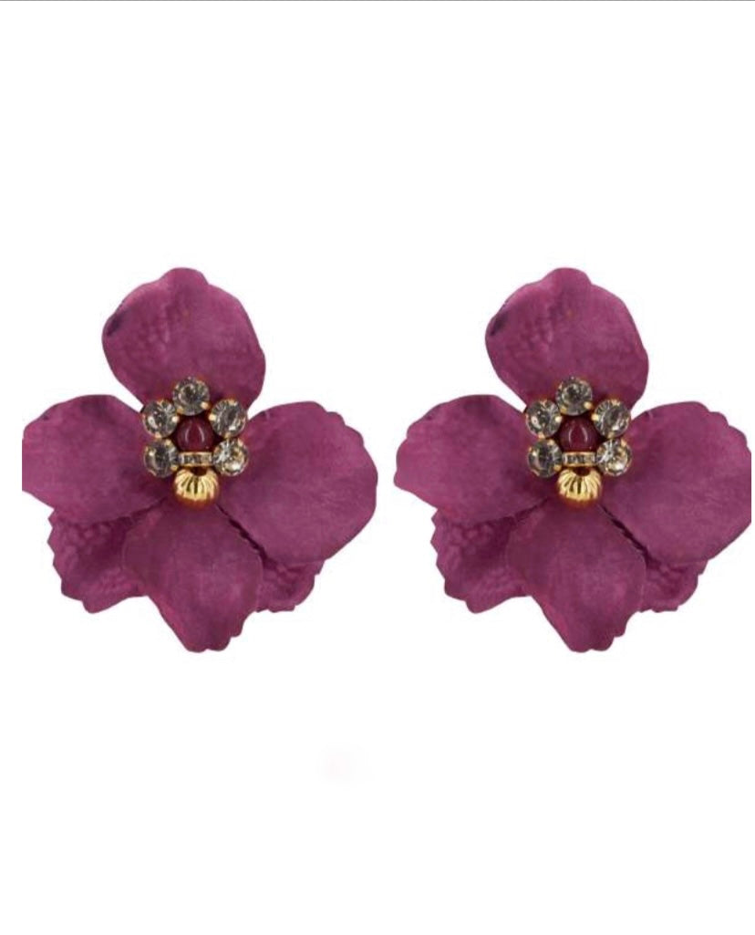 Pendiente Flor berenjena